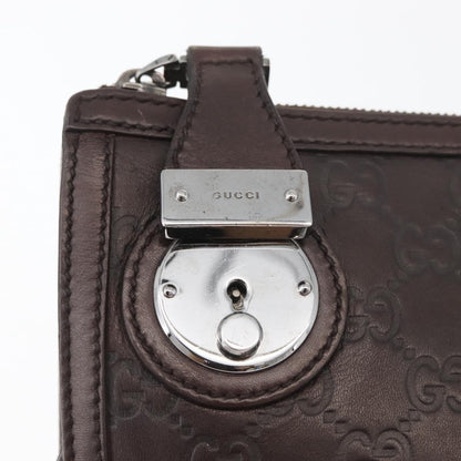 Gucci Zip Pouch Leather, BROWN, LEATHER, Clutche & pouche