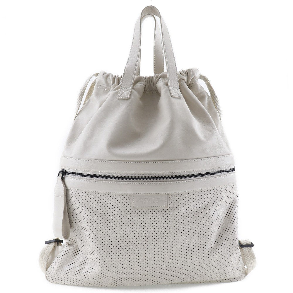 Bottega Veneta Drawstring Backpack Perforated Leather, BEIGE, CALFSKIN, Backpack