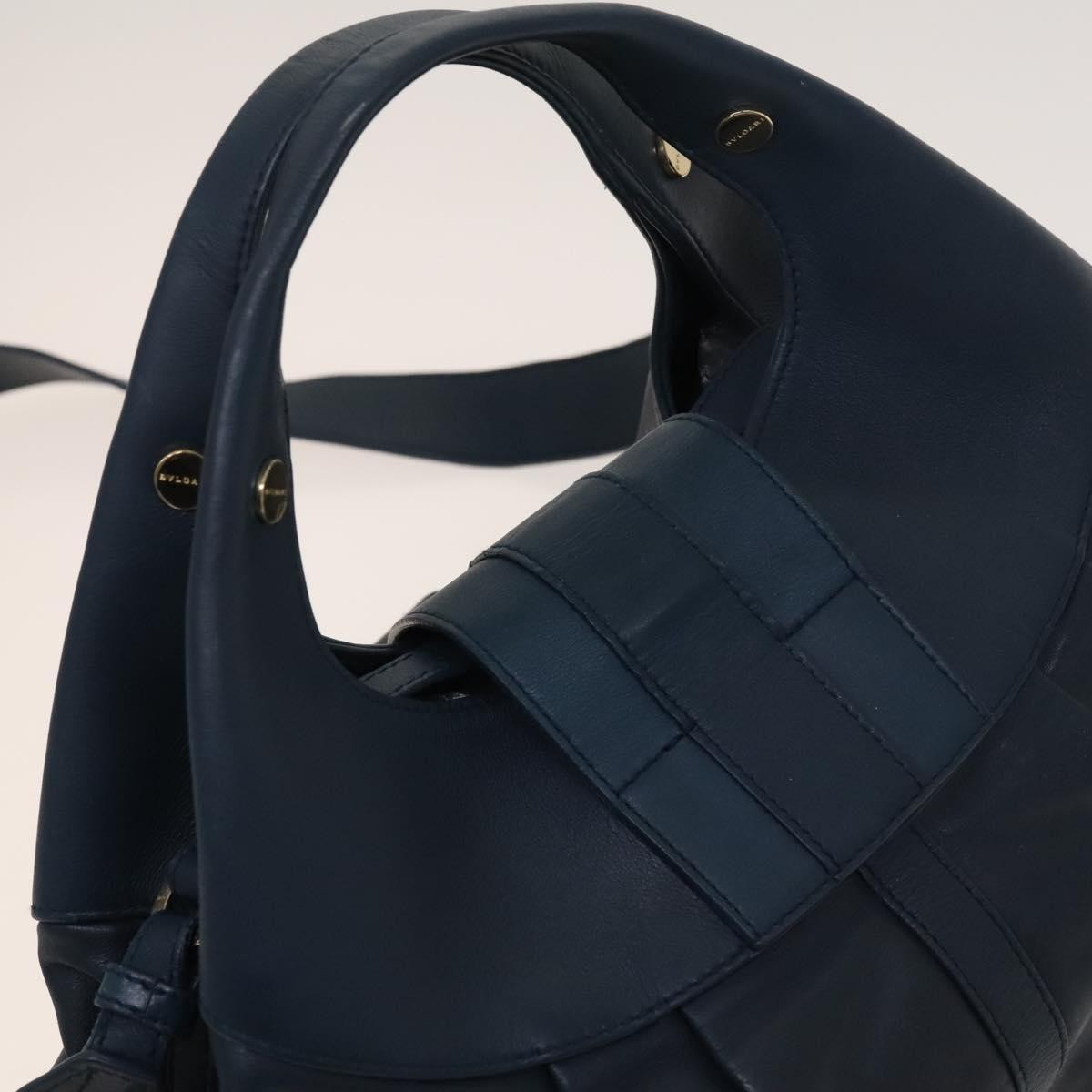Bvlgari Chandra Hobo Leather, BLUE, LEATHER, Handbag