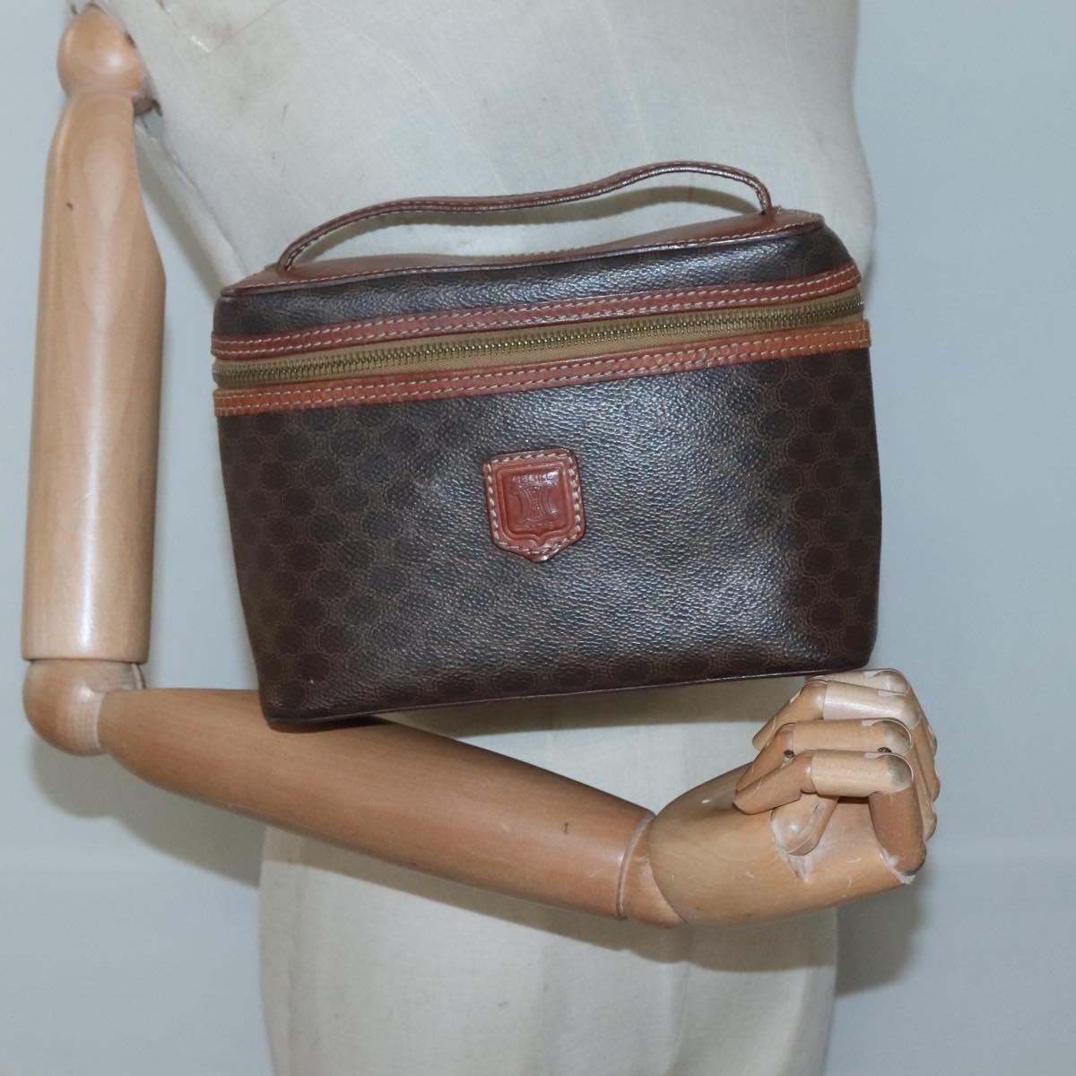 Celine Macadam Vanity Bag Canvas, BROWN, PVC, Travel bag