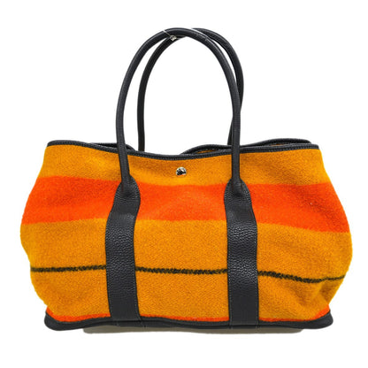 Hermes Garden Party Tote Rocabar and Leather, BROWN, WOOL, Tote bag