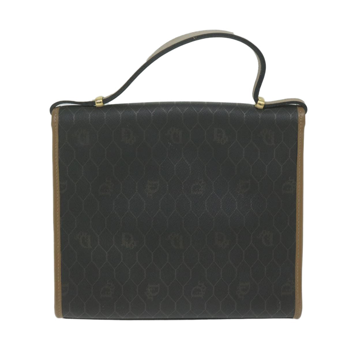 Christian Dior Vintage Honeycomb Handbag Canvas Leather, BLACK, CANVAS, Handbag
