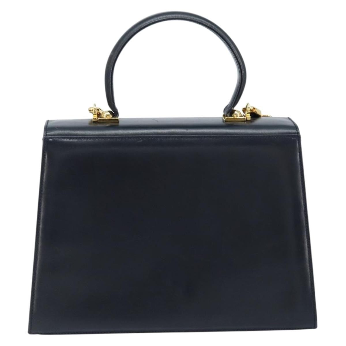 Salvatore Ferragamo Convertible Top Handle Bag Leather, NAVY, LEATHER, Handbag