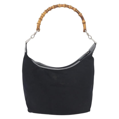 Gucci Vintage Bamboo Hobo Nylon, Navy, Nylon, Shoulder Bag