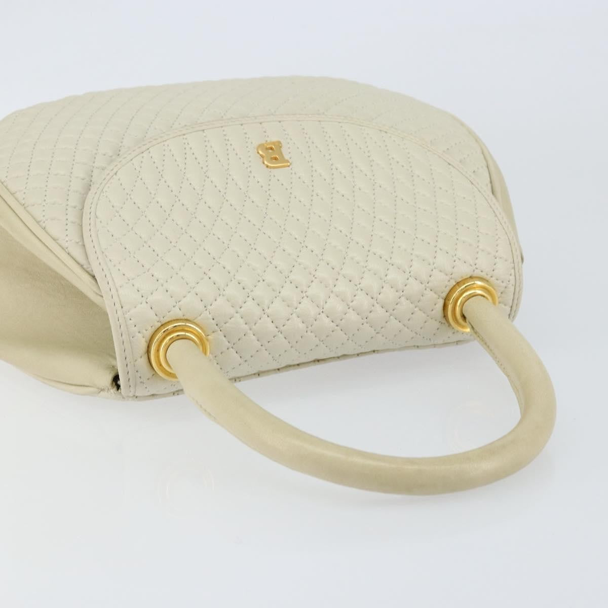 Bally Vintage Handbag Quilted Leather, White, Leather, Handbag