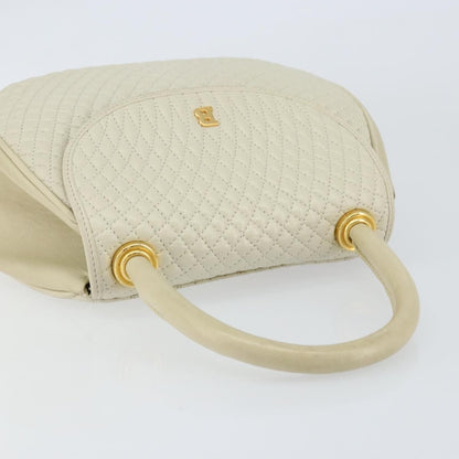 Bally Vintage Handbag Quilted Leather, White, Leather, Handbag