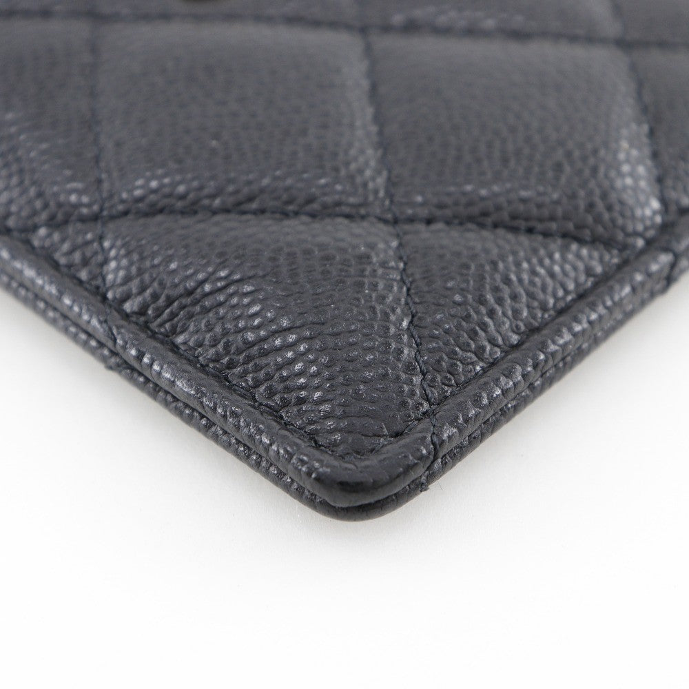 Chanel CC Card Case Quilted Caviar, BLACK, LEATHER, Card Holders