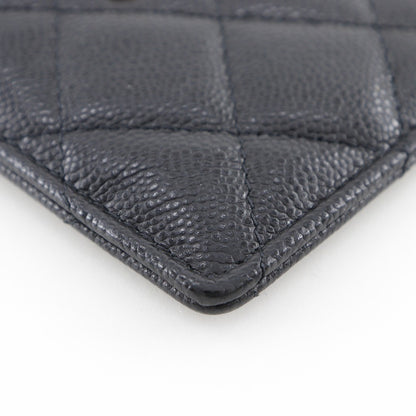 Chanel CC Card Case Quilted Caviar, BLACK, LEATHER, Card Holders