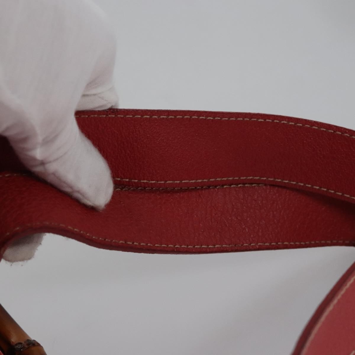 Gucci Vintage Bamboo Backpack Suede and Leather, Red, Suede, Backpack