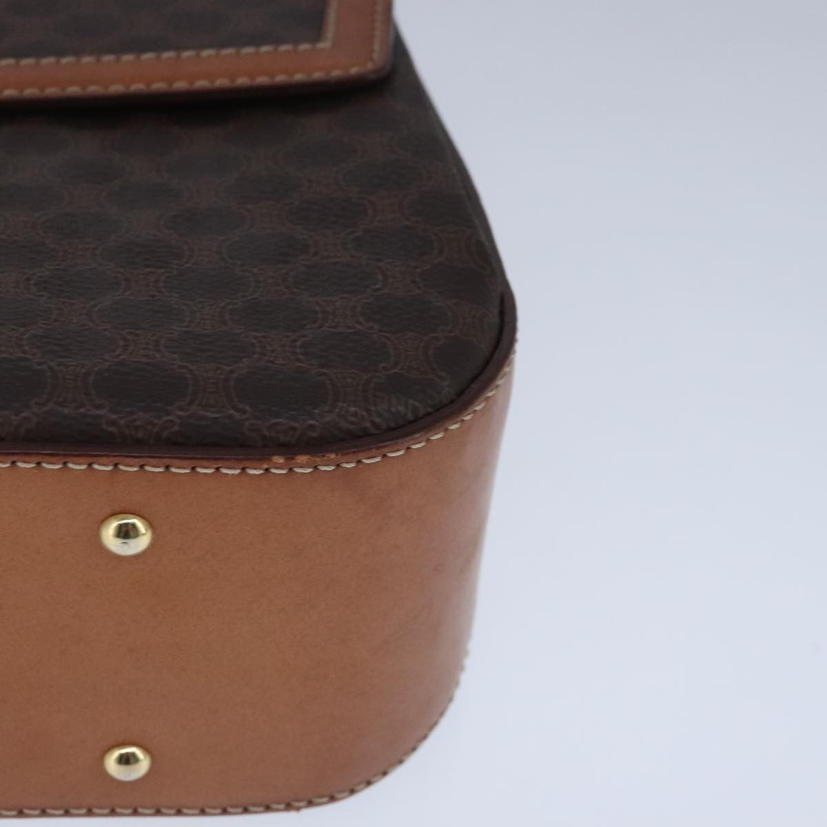 Celine Vintage Convertible Top Handle Bag Macadam Coated Canvas, Brown, Canvas, Handbag