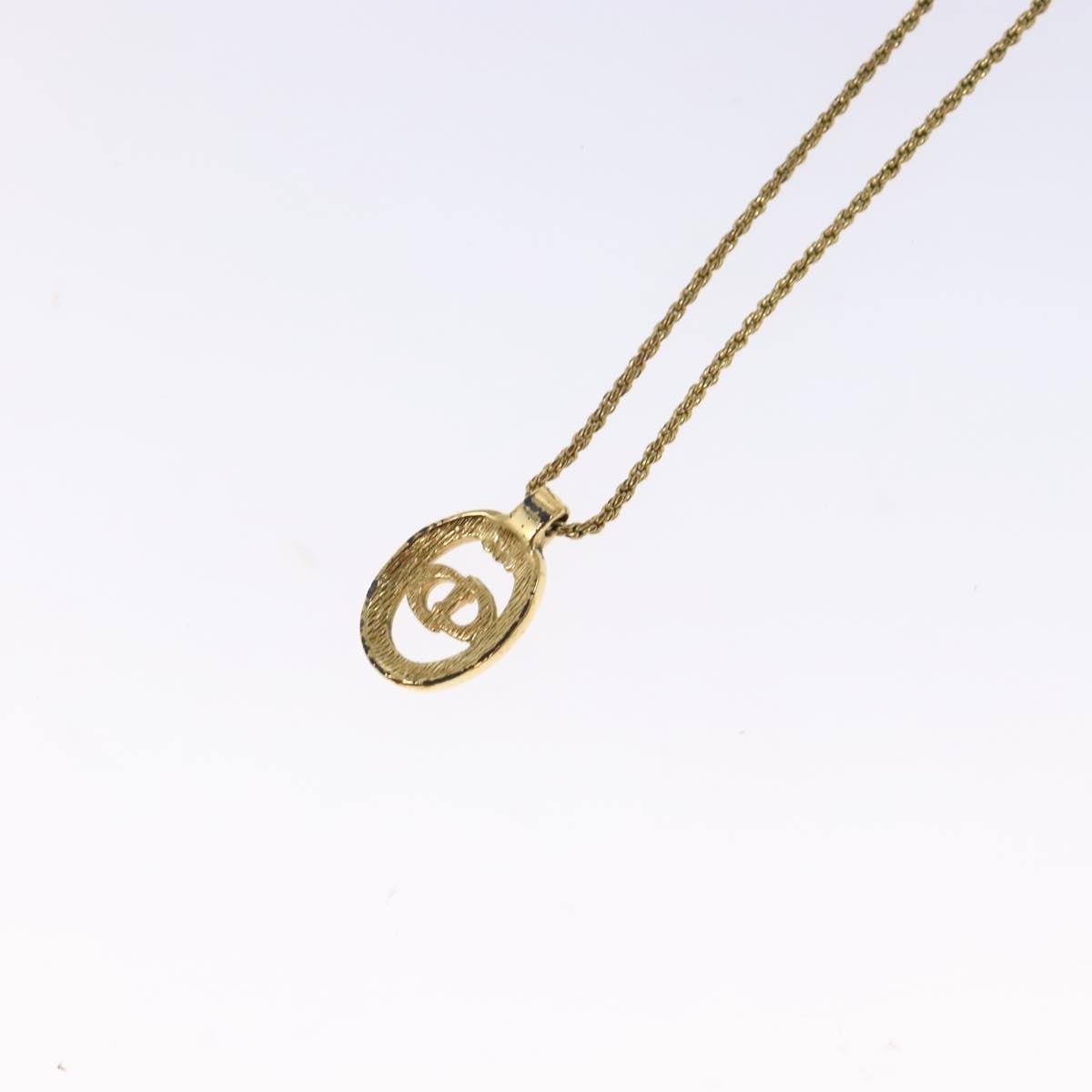 Christian Dior CD Round Pendant Necklace Metal and Crystals, GOLD, METAL, Necklace
