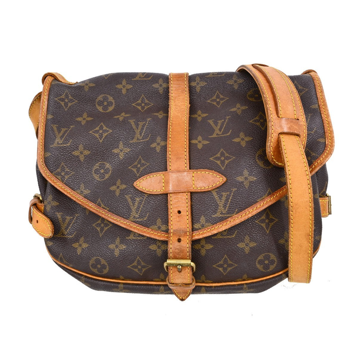 Louis Vuitton Saumur Handbag Monogram Canvas, Brown, Canvas, Shoulder Bag