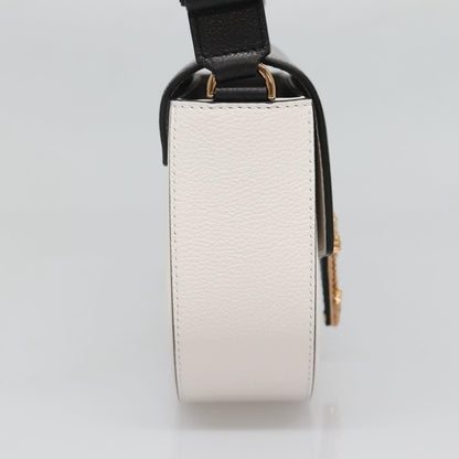 Versace Virtus Flap Messenger Bag Leather, WHITE, LEATHER, Crossbody bag