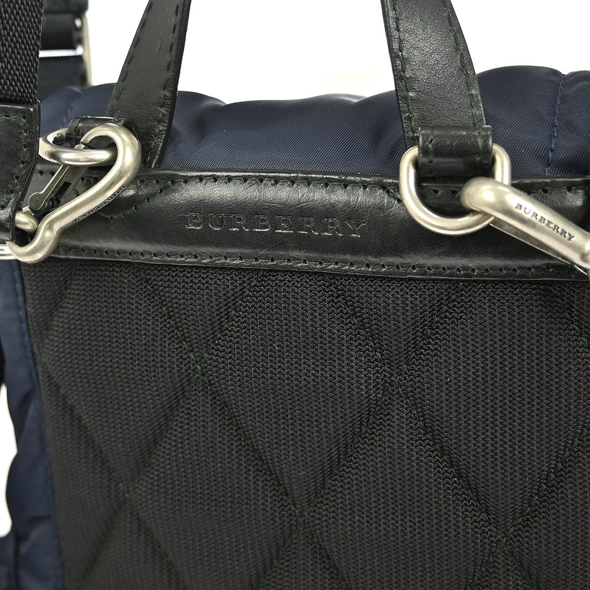 Burberry Logo Rucksack Backpack Nylon with Leather, NAVY, NYLON, Backpack