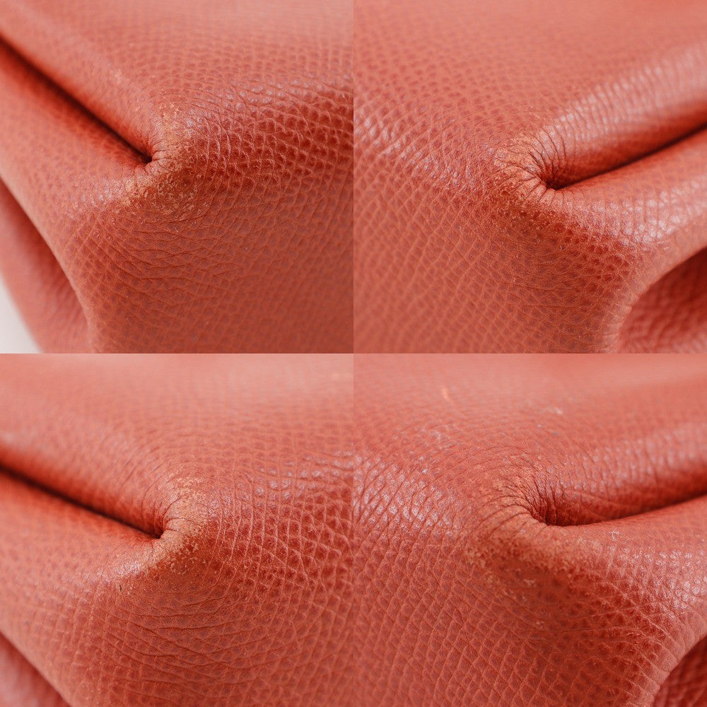 Hermes Vespa Pouch Leather, ORANGE, LEATHER, Clutche & pouche