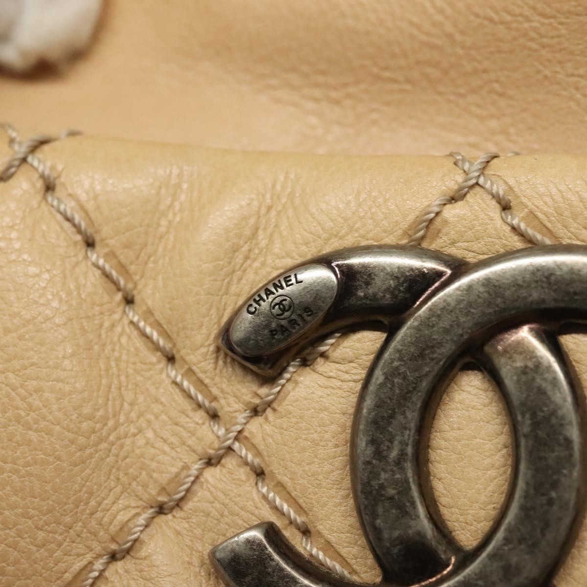 Chanel Petite Shopping Tote Quilted Calfskin, BEIGE, LEATHER, Tote bag