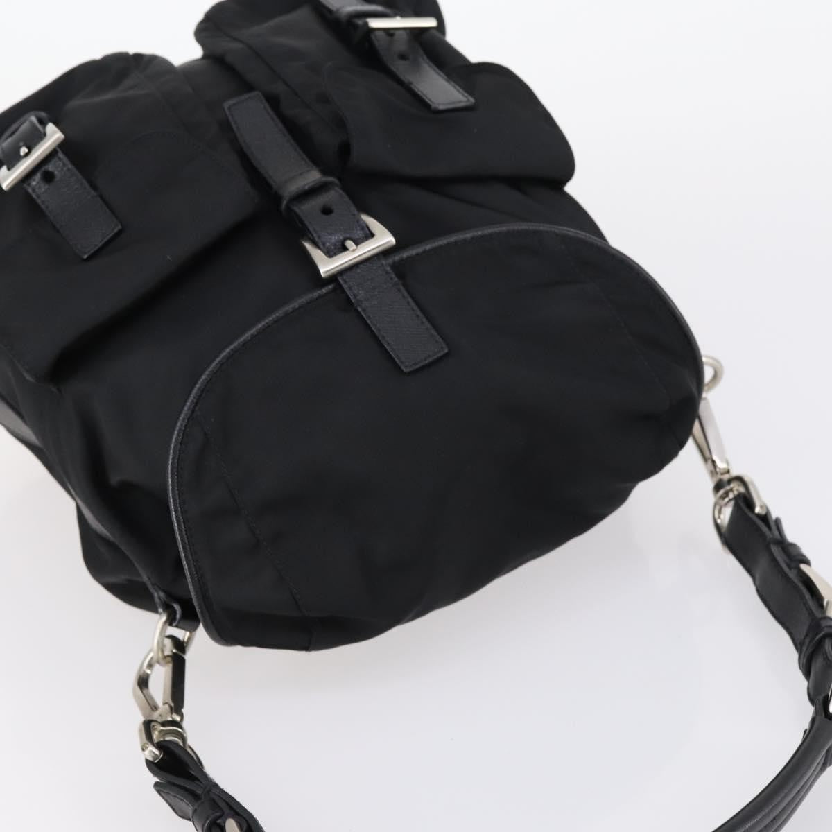 Prada Double Pocket Shoulder Bag Tessuto, BLACK, NYLON, Shoulder bag