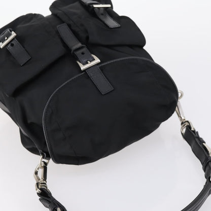 Prada Double Pocket Shoulder Bag Tessuto, BLACK, NYLON, Shoulder bag