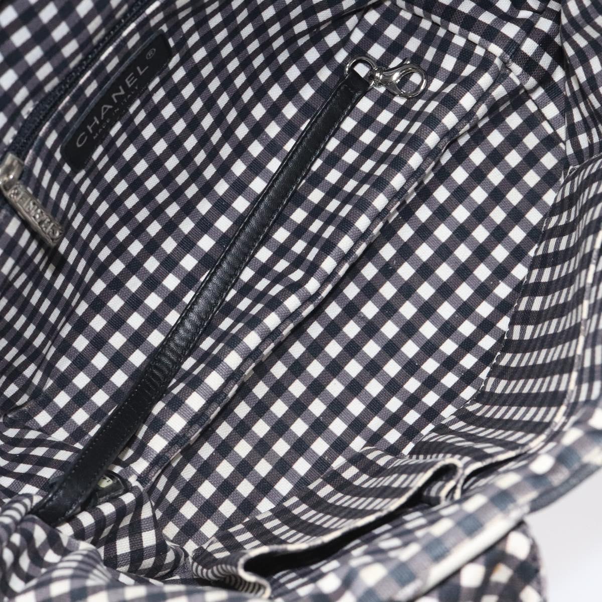 Chanel Top Handle Satchel Gingham Print Canvas, BLACK, CANVAS, Handbag