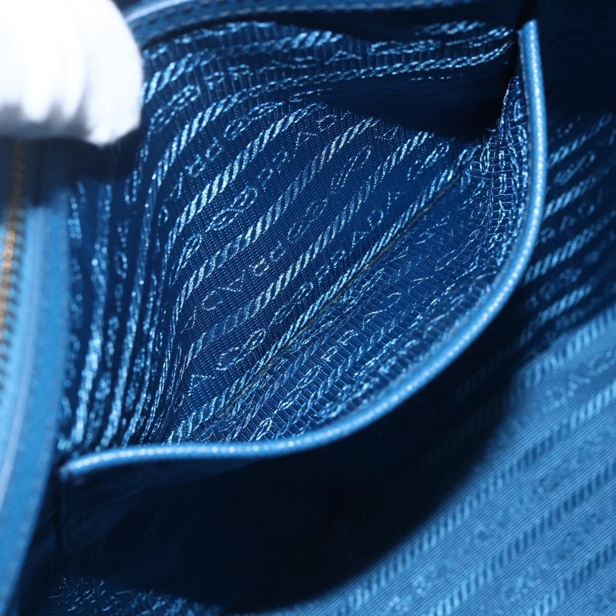 Prada Lux Open Tote Saffiano Leather, BLUE, LEATHER, Tote bag