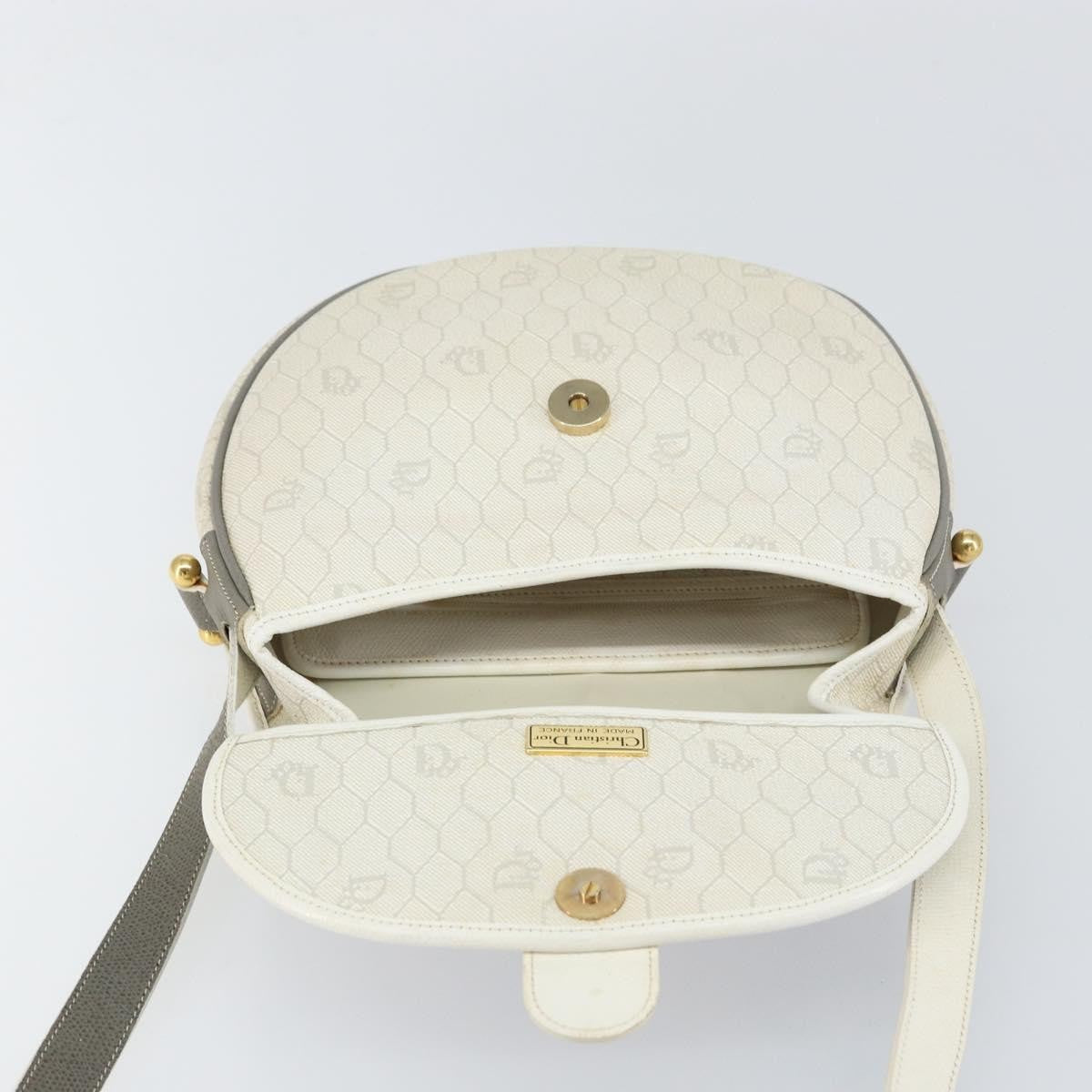 Christian Dior Vintage Honeycomb Flap Crossbody Bag Canvas and Leather, WHITE, CANVAS, Shoulder bag