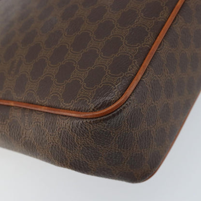 Celine Vintage Macadam Circle Logo Shoulder Bag Canvas and Leather, BROWN, CANVAS, Shoulder bag