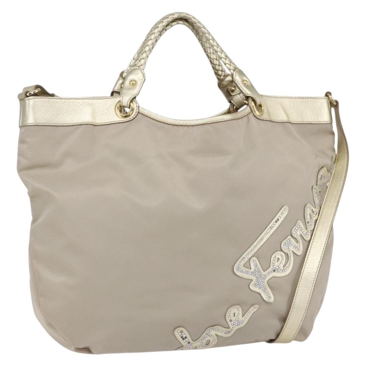 Salvatore Ferragamo Vintage Top handle handbag Nylon, BEIGE, NYLON, Tote bag