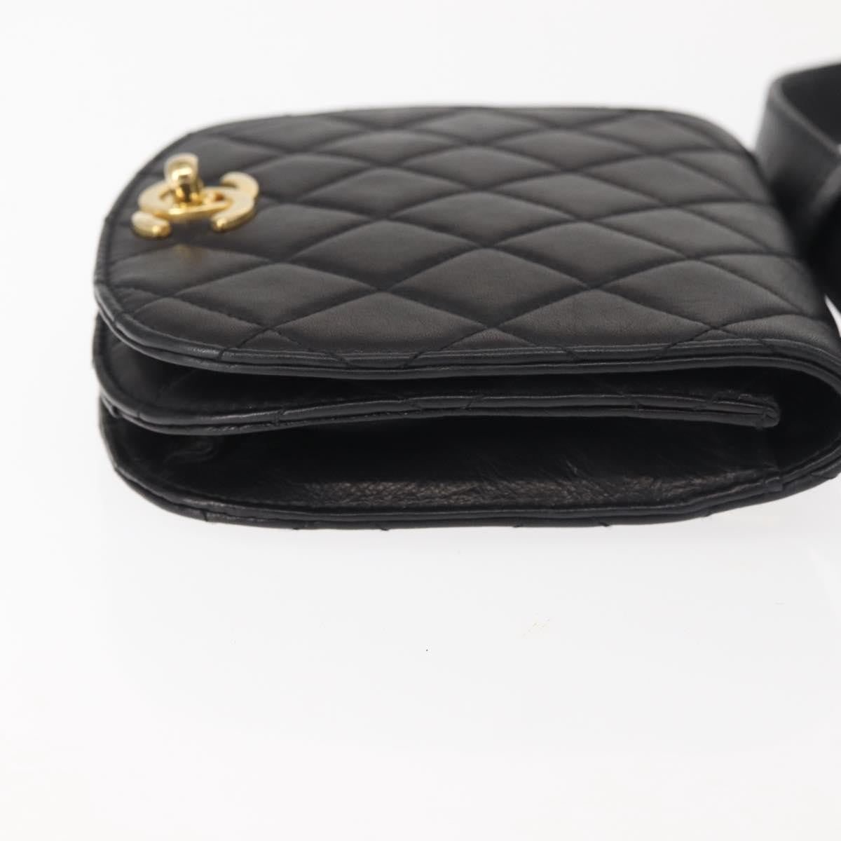 Chanel Vintage Flap Belt Bag Quilted Leather, BLACK, LEATHER, Clutche & pouche