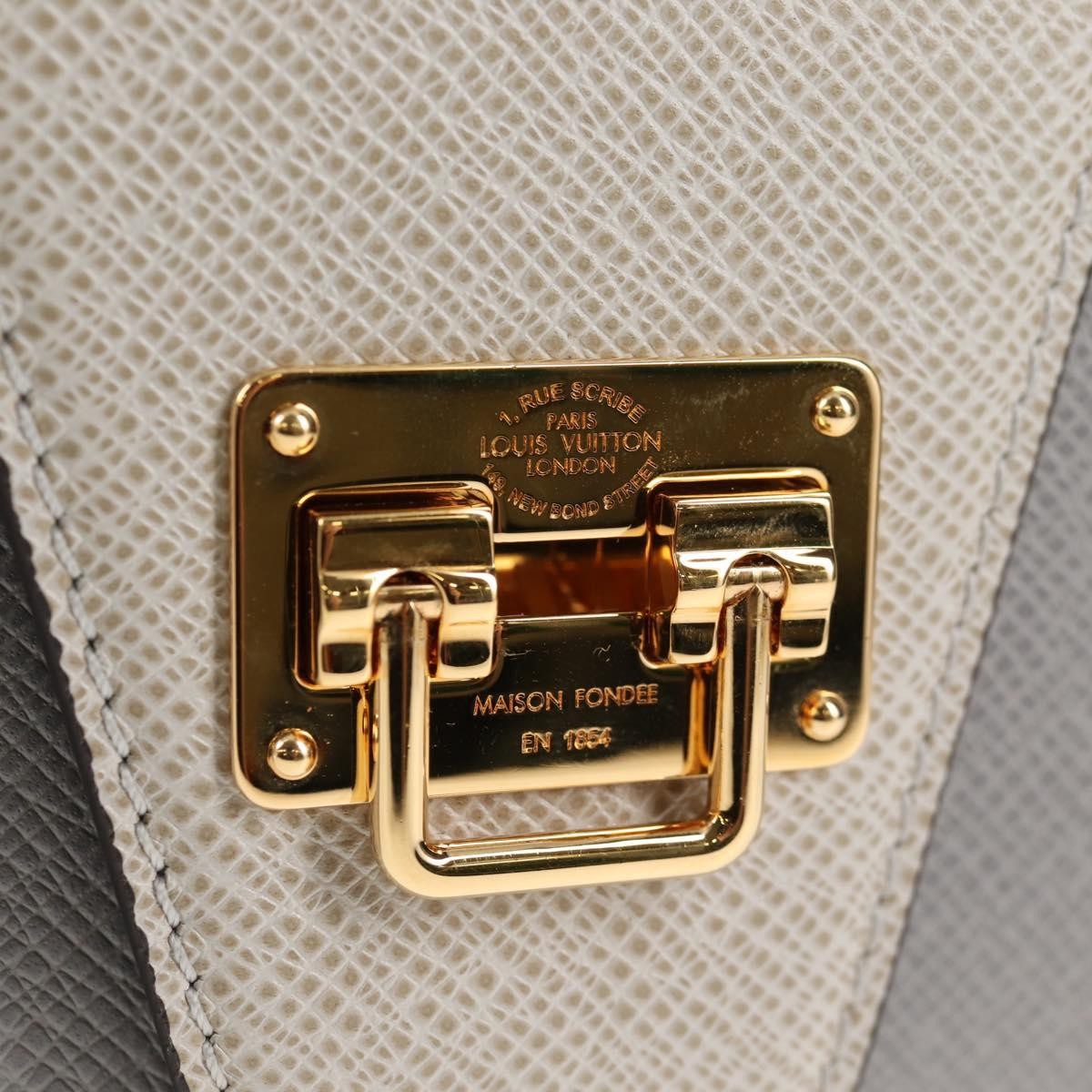 Louis Vuitton Trapeze Handbag Calfskin and Taiga Leather, GRAY, LEATHER, Shoulder bag