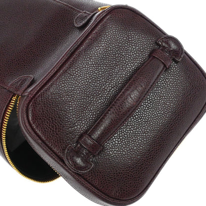 Chanel Vintage Timeless Cosmetic Case Caviar, BURGUNDY, LEATHER, Handbag