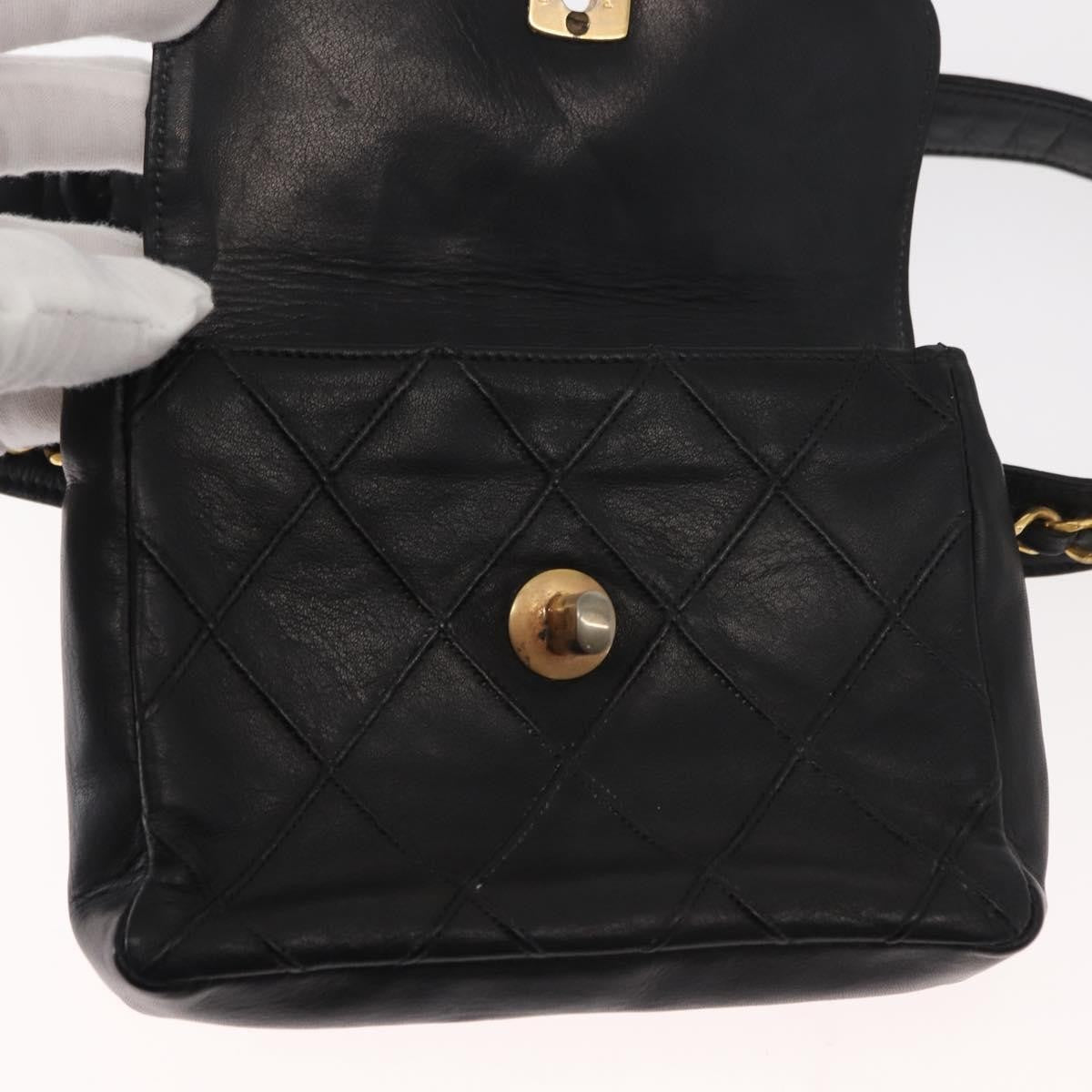 Chanel Vintage Flap Waist Bag Leather, BLACK, LEATHER, Clutche & pouche