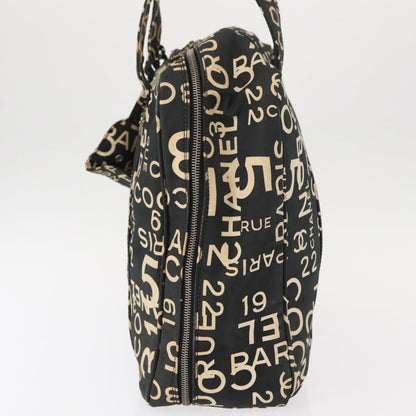 Chanel Boston Zip Tote Quilted Canvas, BLACK, CANVAS, Tote bag