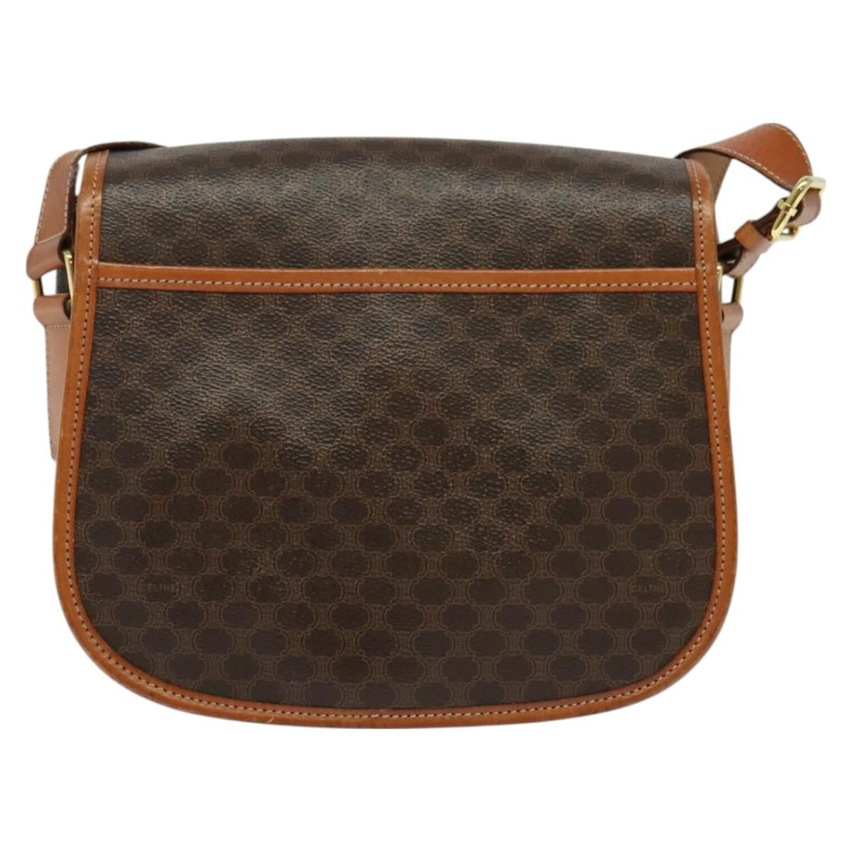 Celine Macadam Shoulder Bag PVC Leather, BROWN, CANVAS, Shoulder bag