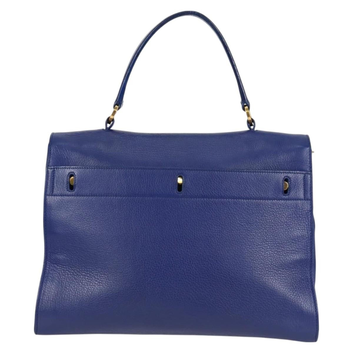 Saint Laurent Muse Two Bag Leather with Canvas, Blue, Leather, Shoulder Bag
