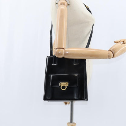 Salvatore Ferragamo Gancini handbag Patent leather, BLACK, PATENT_LEATHER, Handbag