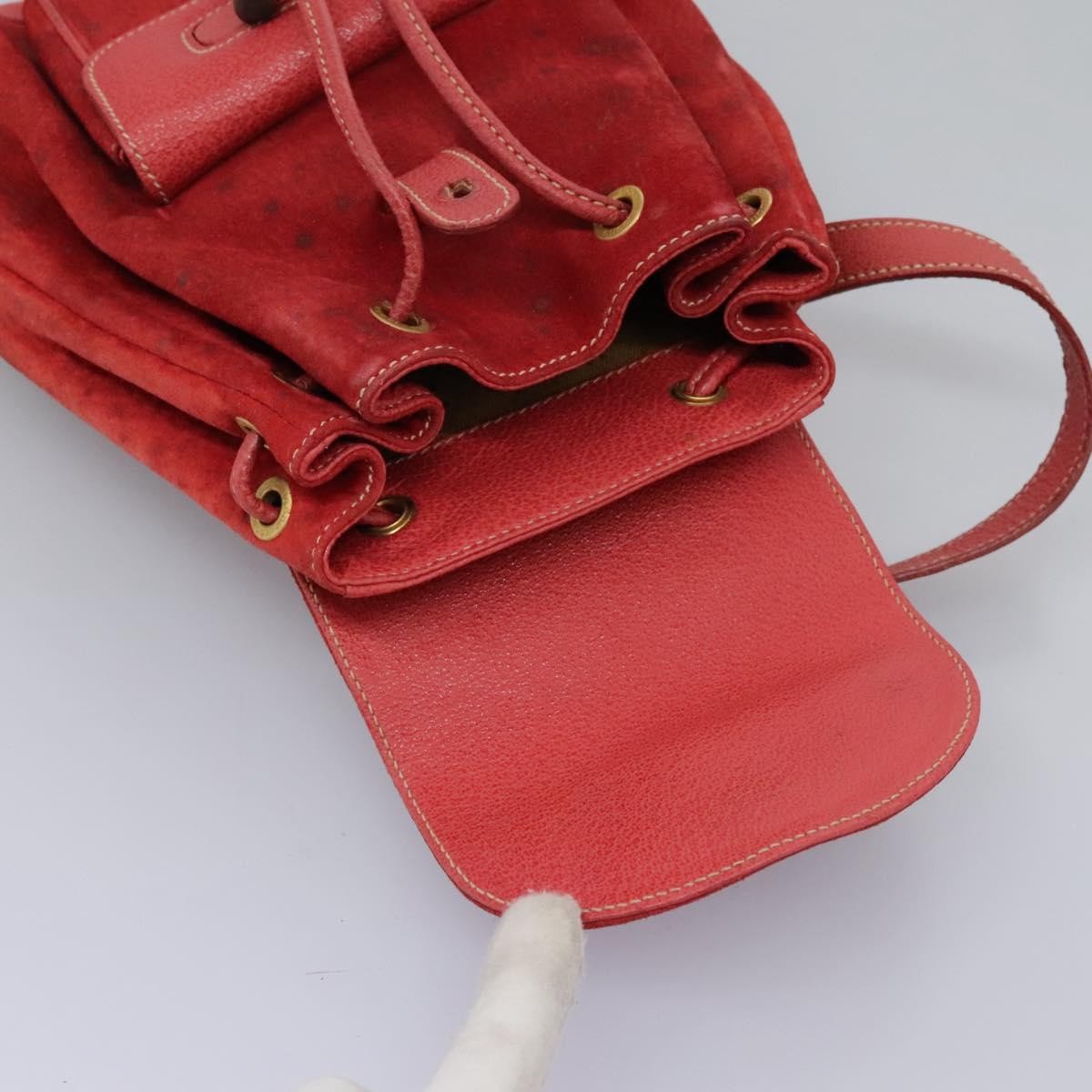 Gucci Vintage Bamboo Backpack Suede, RED, SUEDE, Backpack