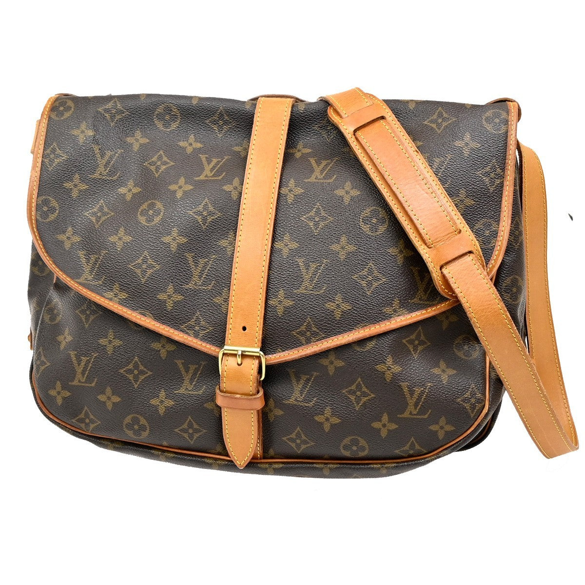 Louis Vuitton Saumur Handbag Monogram Canvas, Brown, Canvas, Shoulder Bag