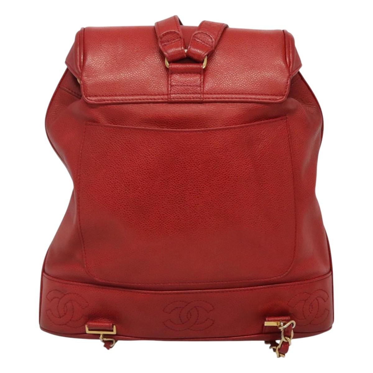 Chanel Vintage Backpack Caviar, RED, LEATHER, Backpack
