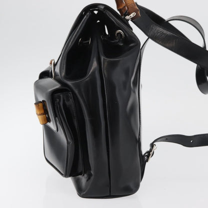 Gucci Vintage Bamboo Backpack Patent leather, Black, Patent Leather, Backpack