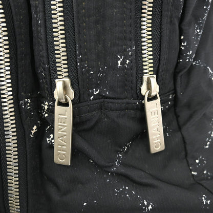 Chanel Travel Line Boston Bag Printed Nylon, BLACK, NYLON, Handbag