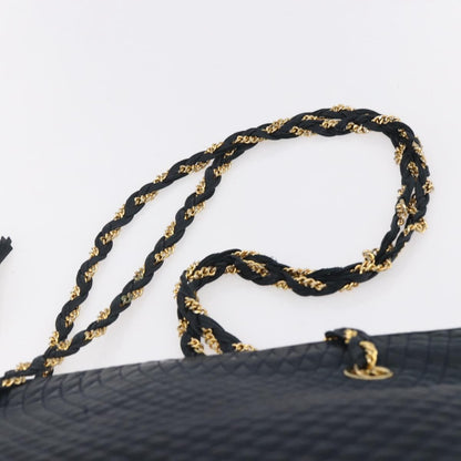 Bally Vintage Chain Shoulder Bag Quilted Leather, Navy, Leather, Shoulder Bag