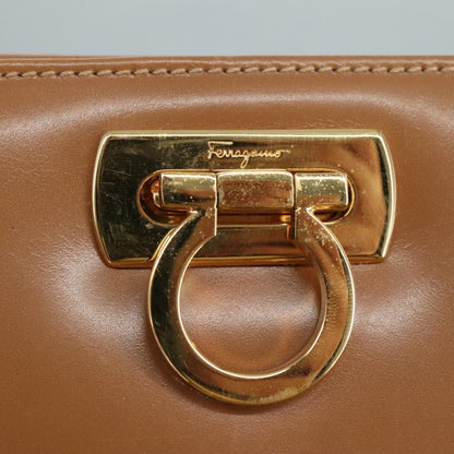 Salvatore Ferragamo Vintage Gancini Pochette Leather, BROWN, LEATHER, Clutche & pouche