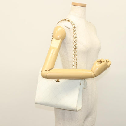 Chanel CC Shoulder Bag Quilted Caviar, WHITE, LEATHER, Shoulder bag