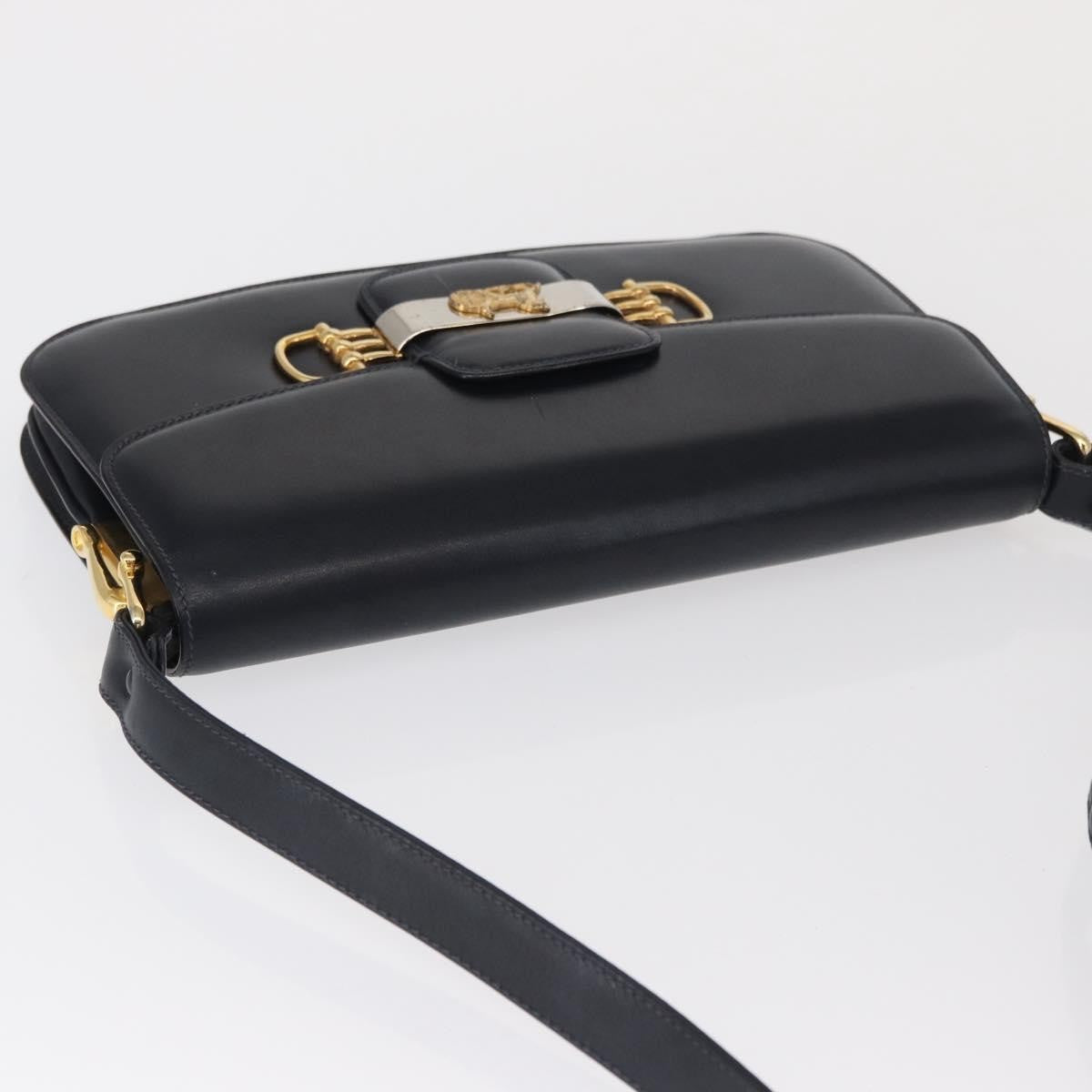 Celine Vintage Carriage Flap Bag Leather, NAVY, LEATHER, Shoulder bag