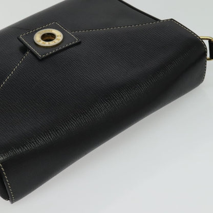 Celine Vintage Circle Logo Crossbody Bag Leather, BLACK, LEATHER, Crossbody bag
