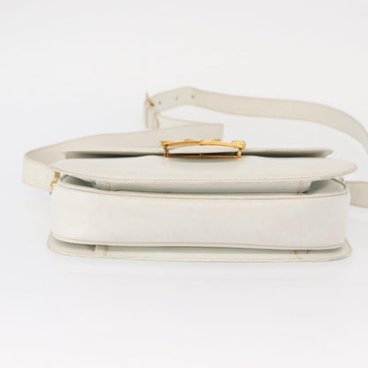 Celine Vintage Shoulder Bag Leather, WHITE, LEATHER, Shoulder bag
