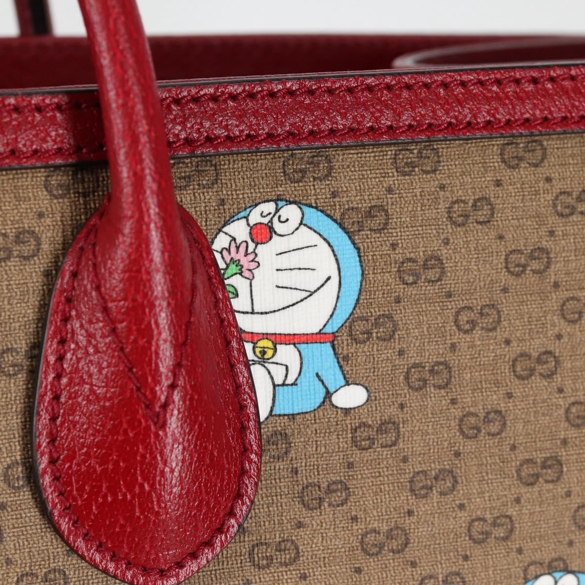 Gucci Doraemon Tote Printed Mini GG Coated Canvas, BROWN, CANVAS, Tote bag