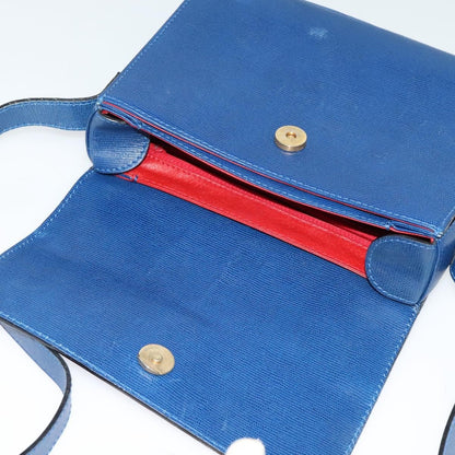 Celine Circle logo Leather, BLUE, LEATHER, Handbag