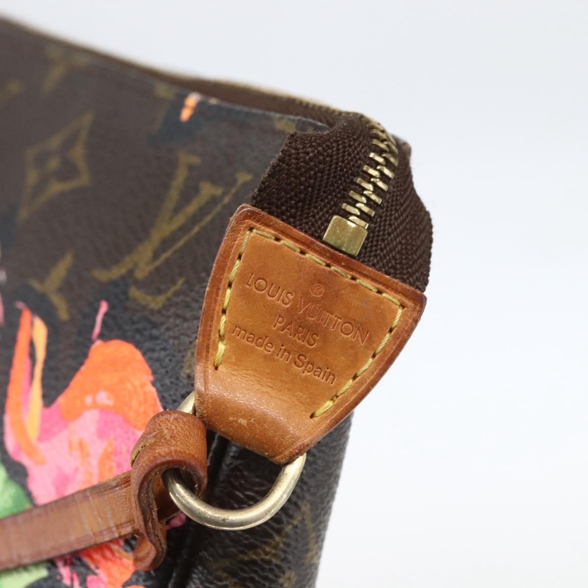 Louis Vuitton Pochette Accessoires Limited Edition Monogram Roses, BROWN, CANVAS, Clutche & pouche