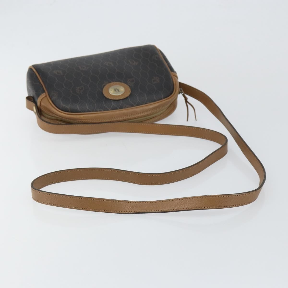 Christian Dior Vintage Honeycomb Shoulder Bag Canvas and Leather, BLACK, CANVAS, Shoulder bag